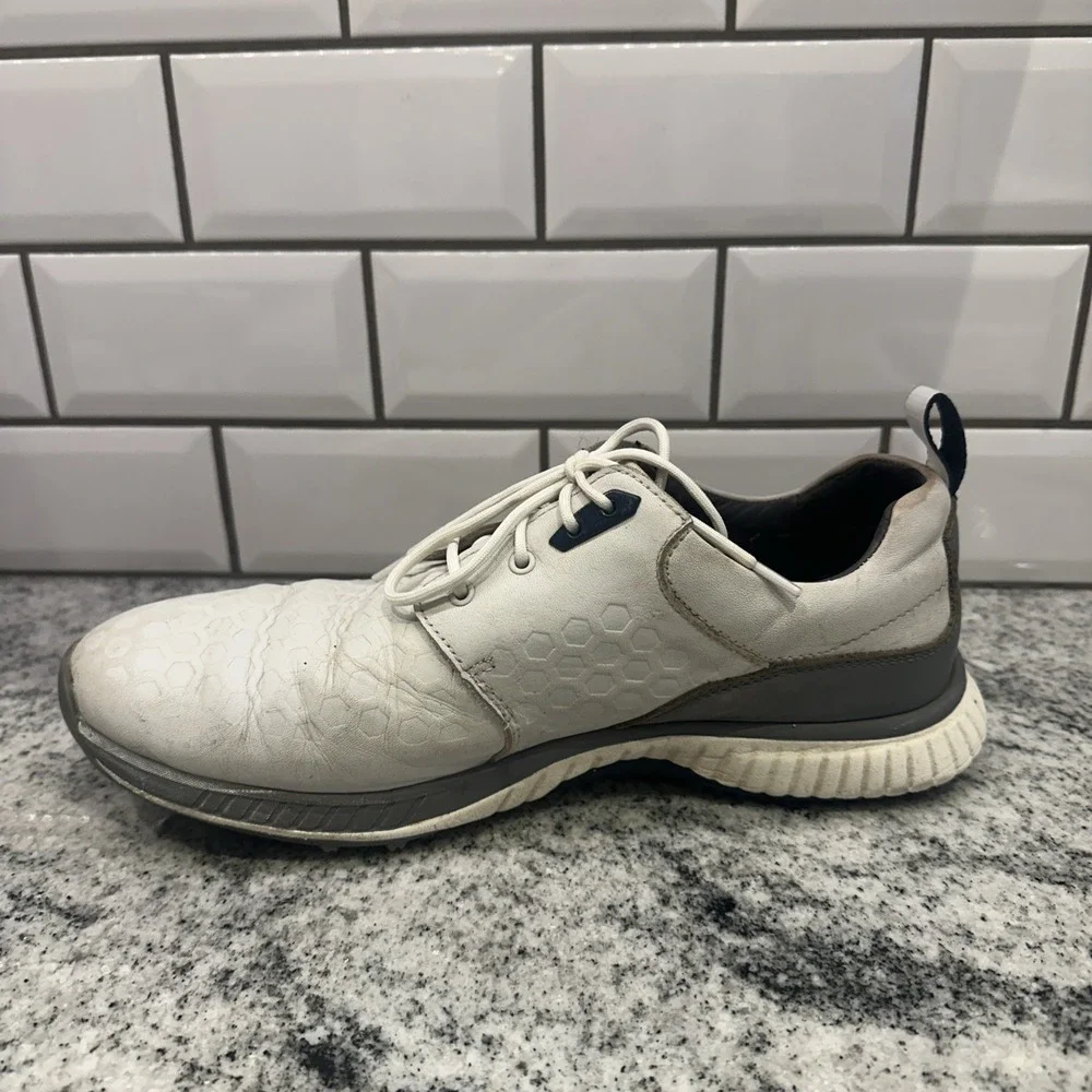 LUXE MEN'S‎ SHOE 9.5 WHITE LEATHER LACE UP GOLF SHOE JOHNSTON & MURPHY XC 4 Dual